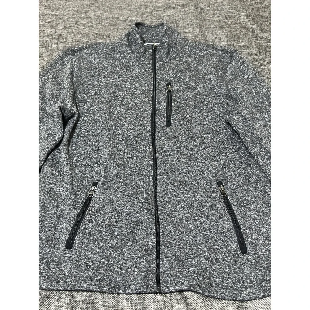Sonoma Mens XL Jacket Gray Sweater Fleece Full Zip Mock Neck